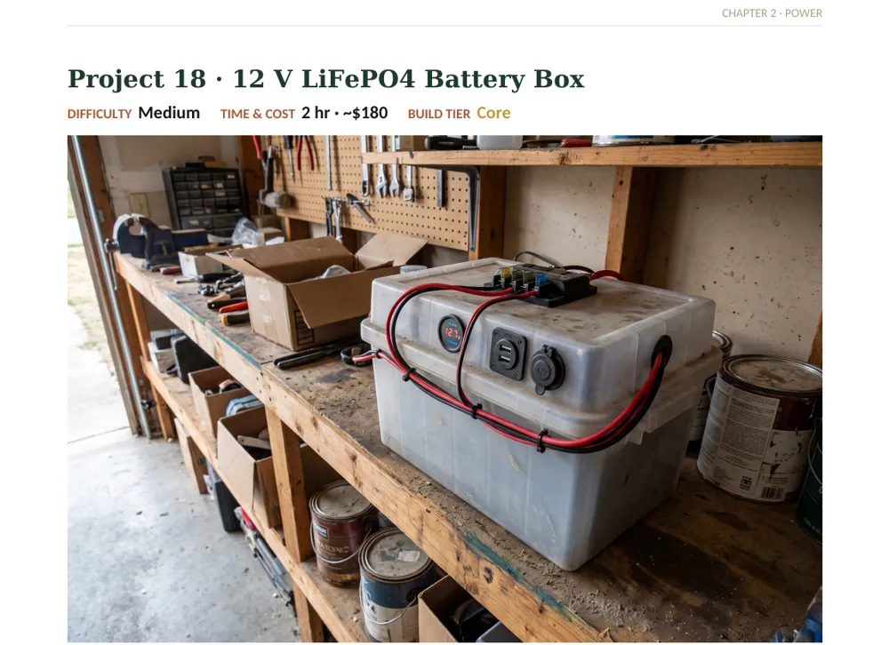 Project 18, 12V Battery Box: medium, 2 hours, about $180