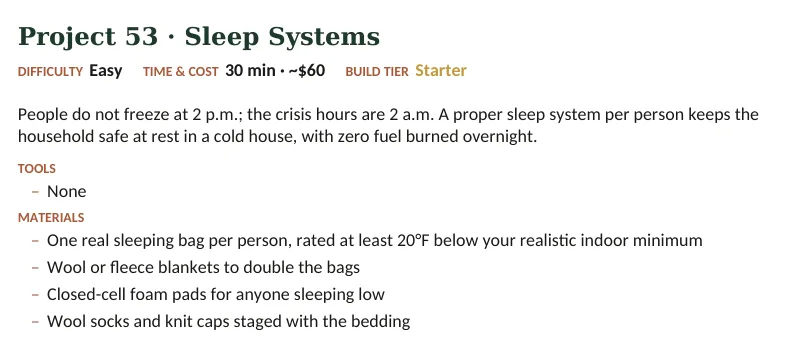 Inside The Off-Grid Handbook: Project 53 · Sleep Systems · Easy · 30 min · ~$60