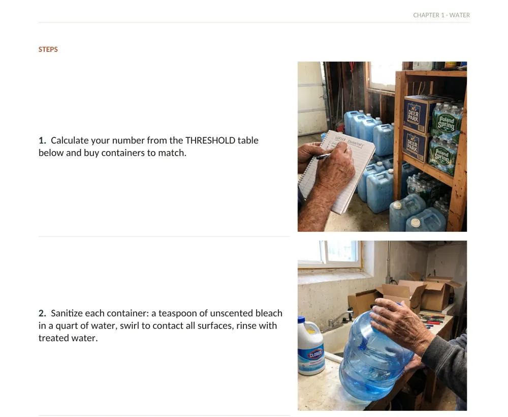 Inside The Off-Grid Handbook: Project 5 · Household Water Storage & Rotation · Easy · 1 hr · $40–100